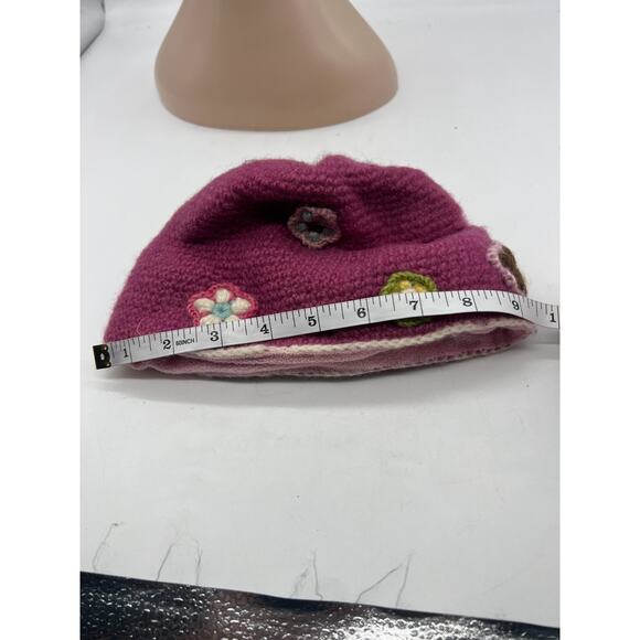 Everest Design Kids Small 6-12 mo pink floral crochet Beanie Hat Cap lined - Picture 7 of 8